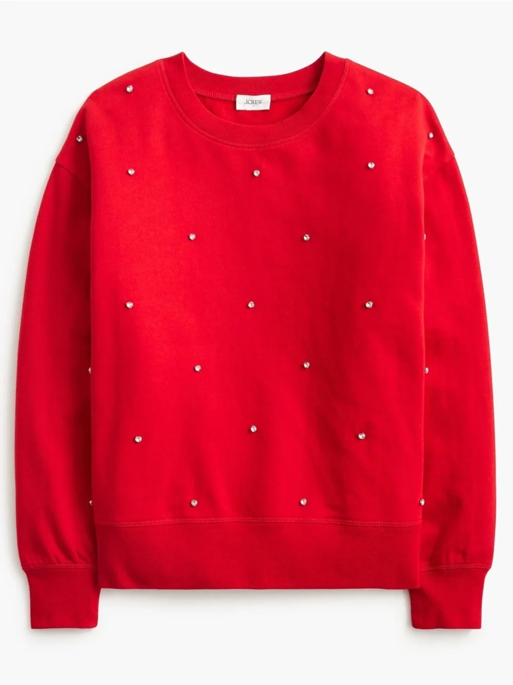 New! J. Crew Women's Red Gem-Embellished Sweatshirt Size XXS NWT 54338
